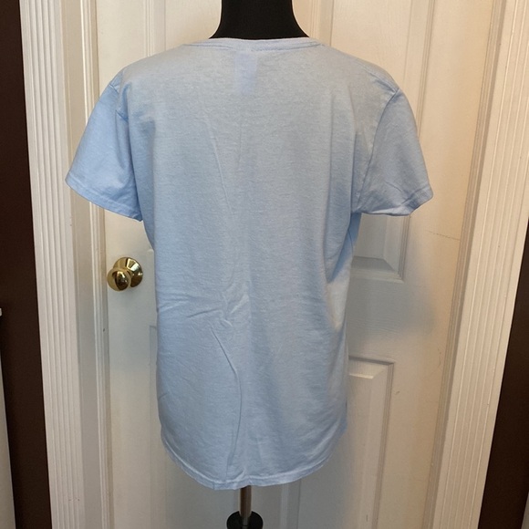 Womens Heart Dogs T-Shirt sz XL Light blue with teal and purple - Picture 5 of 7